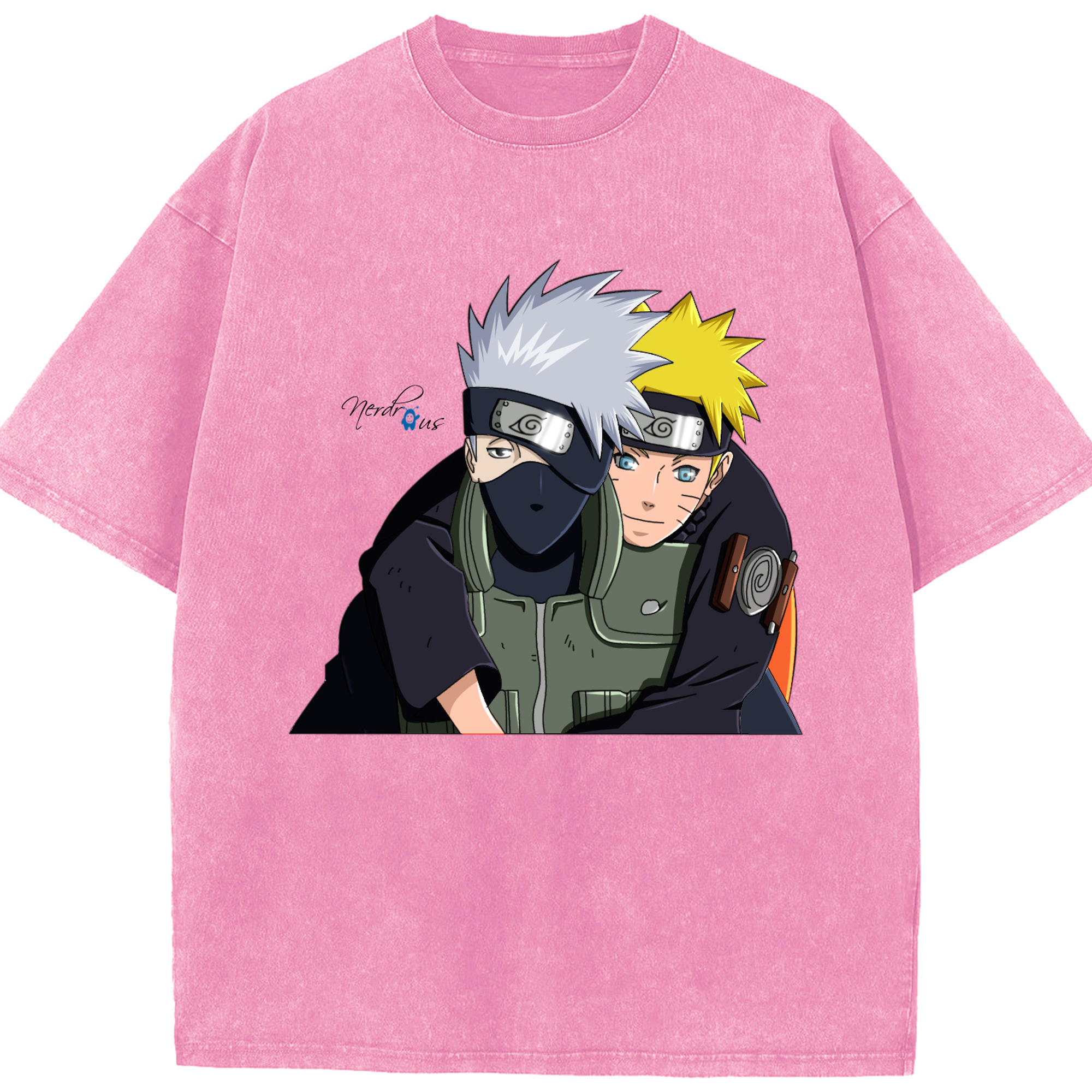 （画像用） NARUTO -ナルト- はたけ カカシ Hatake Kakashi 綿100% ヴィンテージ風 半袖Tシャツ（フロントプリント）